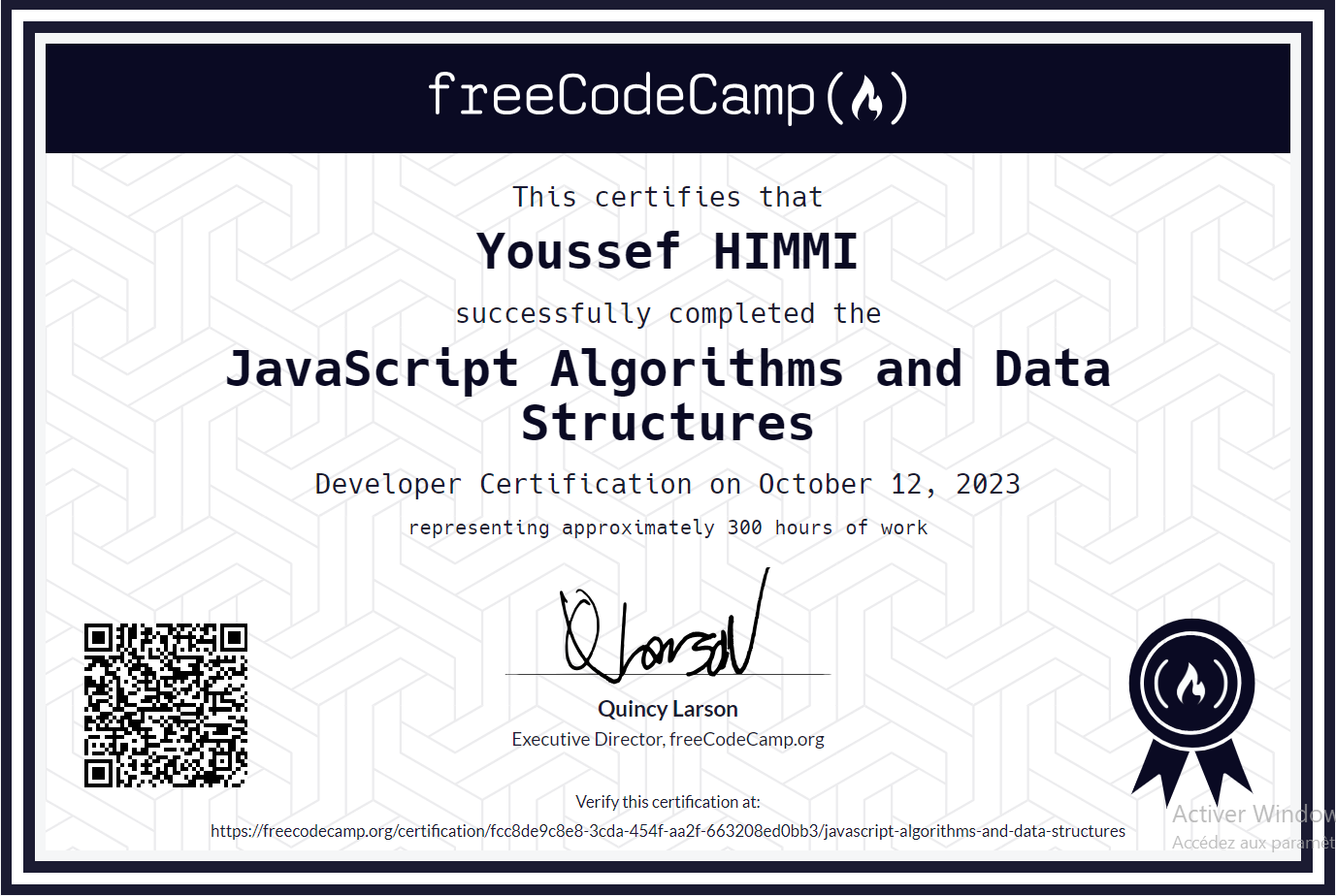 JavaScript and Data Structures Certificate